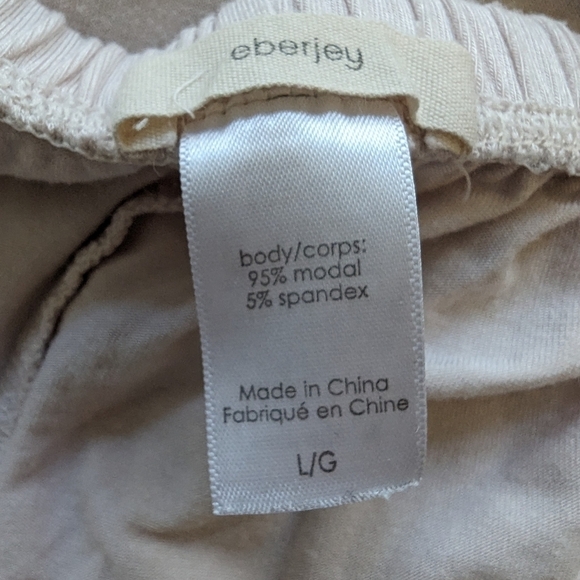 Eberjey light pink with black piping sleeping pajama shorts sz L - Picture 4 of 4